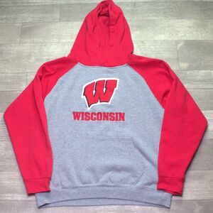 Colosseum Wisconsin Badgers Hoodie Youth XL Gray Hooded Pullover Sweatshirt